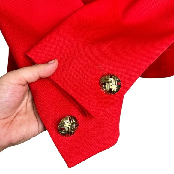 Vintage YSL Encore Size 10 Wool Two Piece Suit Red 90s Power Glam Office Bold - Picture 8 of 16